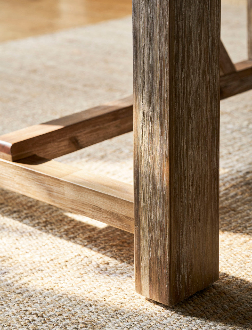 Chilford Solid Table & Bench Set - Acacia Wood, Natural, Small