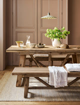 Chilford Solid Table & Bench Set - Acacia Wood, Natural, Small