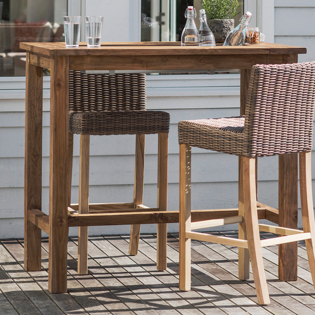 St Mawes Bar Table With Trough 120cm - Teak, Natural