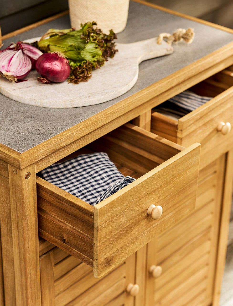 Stonesfield Outdoor Storage Two Doors - Acacia Wood, Natural