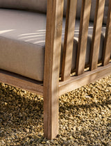 Porthallow 3 Seater Sofa Set - Acacia Wood, Dark Natural