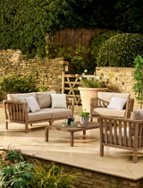 Porthallow 2 Seater Sofa Set - Acacia Wood, Dark Natural