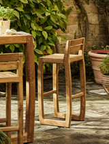 Dashwood Bar Stool With Back - Reclaimed Teak, Natural, Set of 2