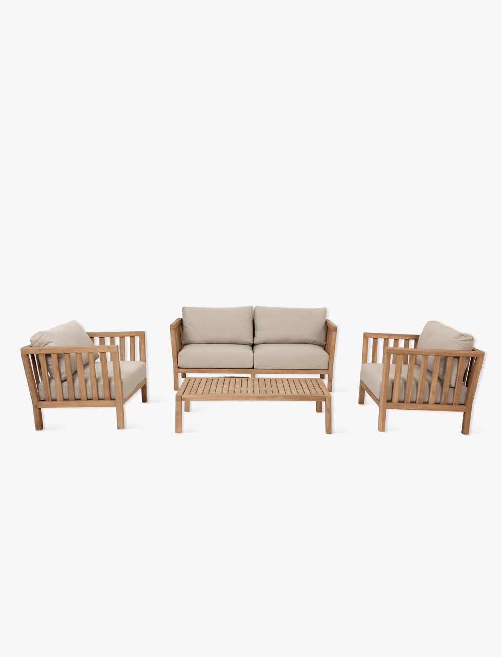 Porthallow 2 Seater Sofa Set - Acacia Wood, Dark Natural