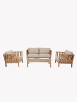 Porthallow 2 Seater Sofa Set - Acacia Wood, Dark Natural