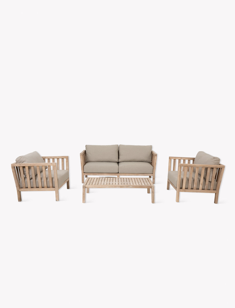 Porthallow 2 Seater Sofa Set - Acacia Wood, Natural