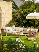 Porthallow Corner Sofa Set - Acacia Wood, Dark Natural