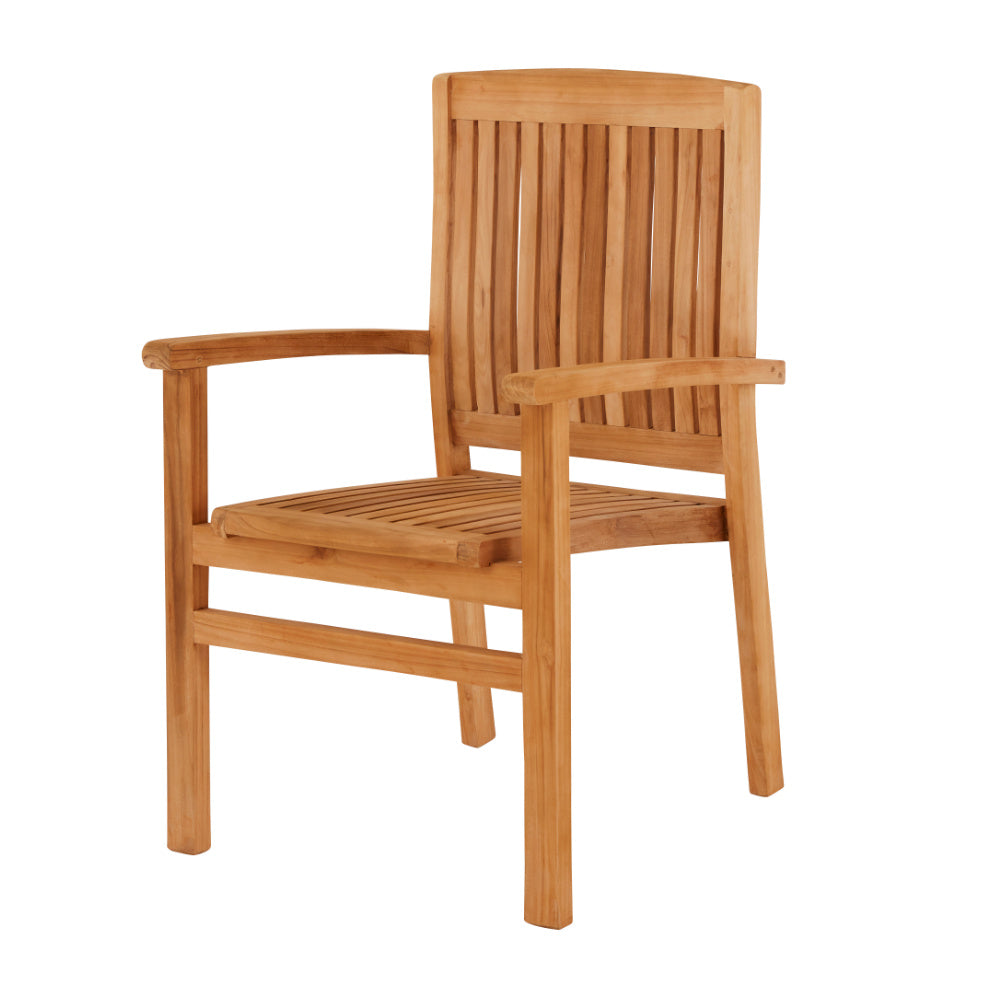 Churn Teak Round Table with 4 Henley Stacking Chair Set