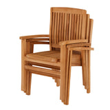 Churn Teak Round Table 120cm & 4 Henley Stacking Armchairs