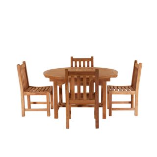 Avon 4 Seater Extending Oval Teak Table 130cm - with Grisdale Side Chairs.