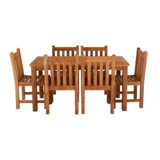 Marbrook 6 Seater Teak Table 150cm x 75cm with 6 Grisdale Side Chairs.
