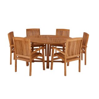 Broadway 6 Seater Teak Table 150cm with Henley Stacking Chairs.