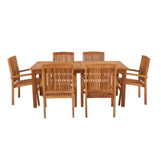Marbrook 6 Seater Teak Table 180cm x 90cm with Henley Stacking Chairs.