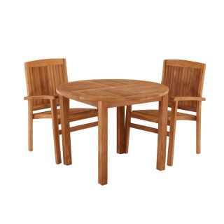 Churn 2 Seater Teak Table 100cm with Henley Stacking Chairs.