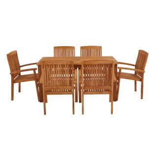 Marbrook 6 Seater Teak Table 150cm x 75cm with Henley Stacking Chairs.