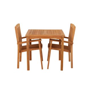 Marbrook 2 Seater Teak Table 80cm x 80cm with Henley Stacking Chairs.