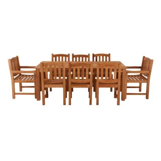 Marbrook 8 Seater Teak Table 200cm x 90cm with Malvern Side Chairs and Malvern Carver Chairs.