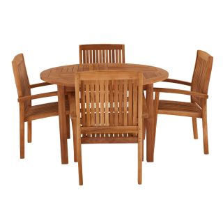 Churn 4 Seater Teak Table 120cm with Henley Stacking Chairs.
