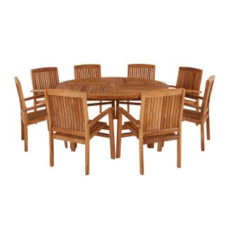 Churn 8 Seater Teak Table 160cm with Henley Stacking Chairs.