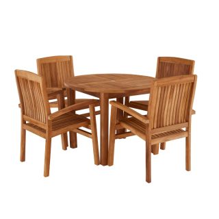 Churn 4 Seater Teak Table 100cm with Henley Stacking Chairs.