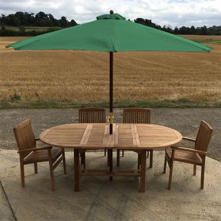 Avon 6 Seater Extending Oval Teak Table 130cm with Henley Chairs.