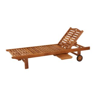 Winchcombe Teak Sun Lounger on Wheels with Drinks Tray