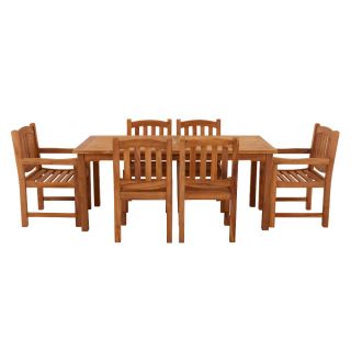 Marbrook 6 Seater Teak Table 180cm x 90cm with Malvern Side Chairs and Malvern Carver Chairs.