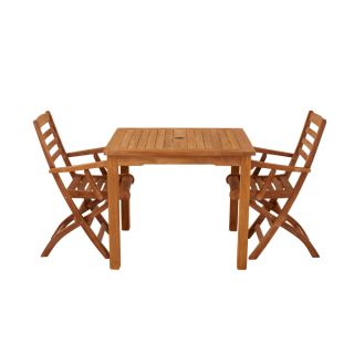 Marbrook 2 Seater Teak Table 90cm x 90cm with Wenlock Carver Chairs.