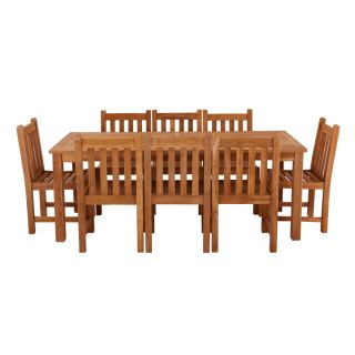 Marbrook 8 Seater Teak Table 200cm x 90cm with Grisdale Side Chairs.