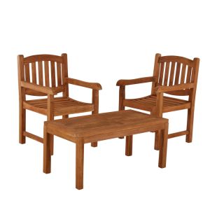 Burford Teak Coffee Table 100cm x 50cm with Malvern Carver Chairs.