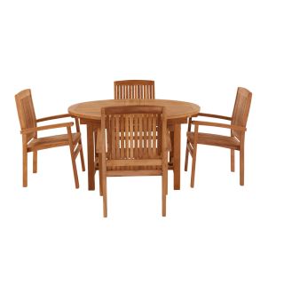 Avon 4 Seater Extending Oval Teak Table 130cm - with Henley Stacking Chairs.