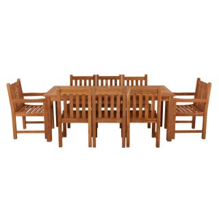 Marbrook 8 Seater Teak Table 200cm x 90cm with Grisdale Side Chairs and Grisdale Carver Chairs.