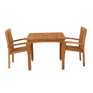 Marbrook 2 Seater Teak Table 90cm x 90cm with Henley Stacking Chairs.