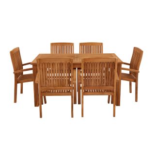 Marbrook 6 Seater Teak Table 150cm x 90cm with Henley Stacking Chairs.