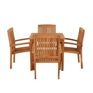 Marbrook 4 Seater Teak Table 80cm x 80cm with Henley Stacking Chairs.