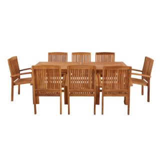 Marbrook 8 Seater Teak Table 200cm x 90cm with Henley Stacking Chairs.