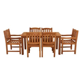 Marbrook 6 Seater Teak Table 150cm x 75cm with Malvern side Chairs and Malvern Carver Chairs.