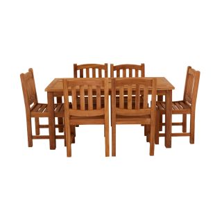 Marbrook 6 Seater Teak Table 150cm x 75cm with Malvern Side Chairs.